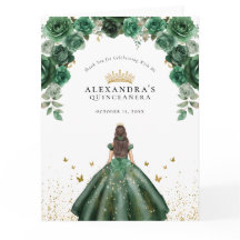 Elegant smaragd Quinceañera Blommig Fals Folie