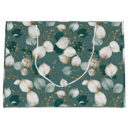 Elegant smaragdblad vit blommönster