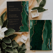 Elegant Smaragdgrön Agat Guld Bröllop
