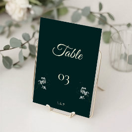 Elegant smaragdgrön babysand Wedding Bordsnummer