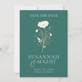 Elegant Smaragdgrön Blommig Bröllop Spara Datum Datumet