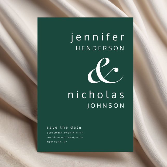 Elegant Smaragdgrön Bröllop Spara Datumet (Elegant Emerald Green Wedding Save The Date)