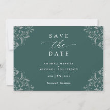 Elegant Smaragdgrön Bröllopsinbjudan Save The Date