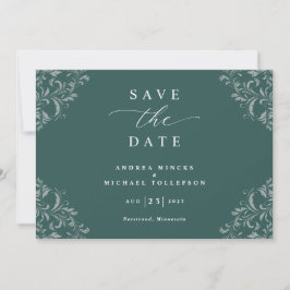 Elegant Smaragdgrön Bröllopsinbjudan Save The Date Spara Datumet