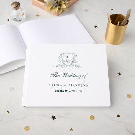 Elegant smaragdgrön Grest Monogram Bröllop Gästböcker