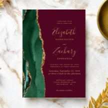 Elegant smaragdgrön guld agat burgunderröd bröllop