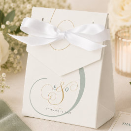 Elegant Smaragdgrön Guld Monogram Bröllop Presentaskar
