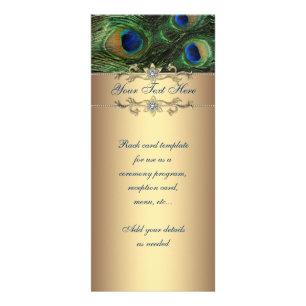 Elegant smaragdgrön guld påfågelställkort reklamkort