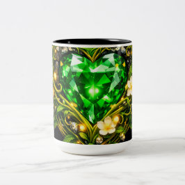 Elegant Smaragdgrön Hjärtformad Blommig Kaffemugg