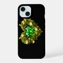 Elegant smaragdgrön hjärtformad blommotiv iPhone 1