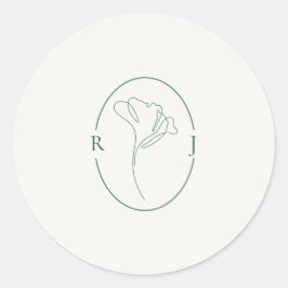 Elegant smaragdgrön monogram bryllop runt klistermärke