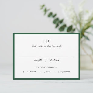 Elegant smaragdgrön monogram modern bröllop OSA kort