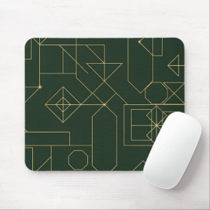 Elegant smaragdgrön och guld geometrisk Art Deco Musmatta