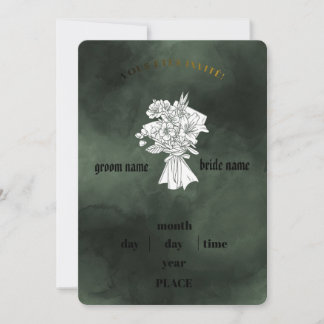 Elegant smaragdgrön och vit blommande bröllopsinbj inbjudningar