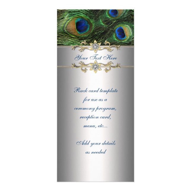 Elegant smaragdgrön påfågelställkort reklamkort (Framsidan)
