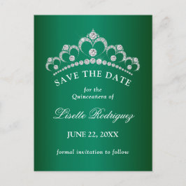 Elegant smaragdgrön Quinceanera Spara datum Vykort