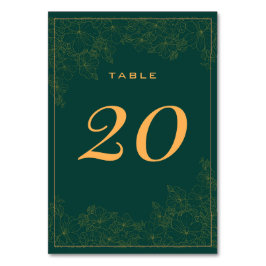 Elegant Smaragdgrön Subtil Mönster Bordskortnummer Bordsnummer