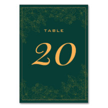 Elegant smaragdgrön subtilt mönster bordskortnumme