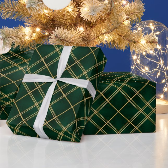 Elegant smaragdgul rutfylld jul presentpapper (Helgdagar)