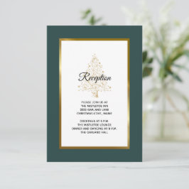 Elegant smaragdgyllene vinterbröllopsreception tilläggskort