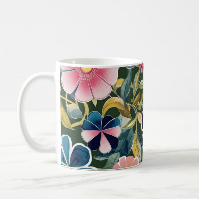 Elegant smart pastel färg vår blommor #2 kaffemugg (Vänster)