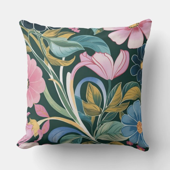 Elegant smart pastel färg vår blommor #4 kudde (Framsida)