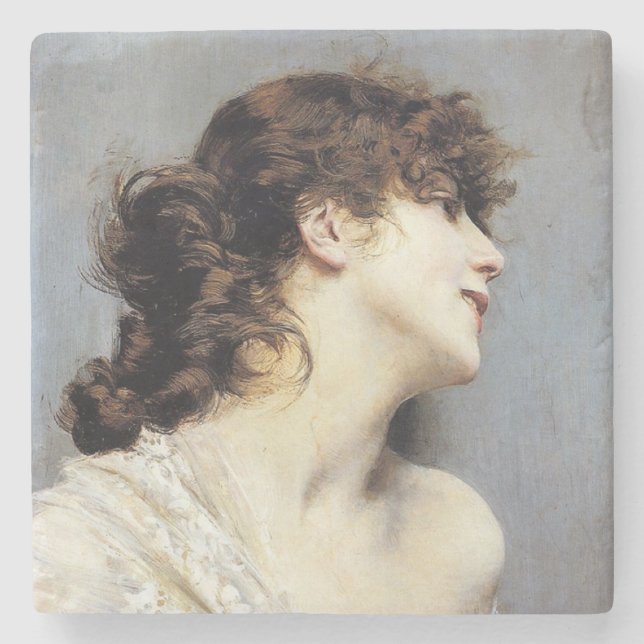 Elegant Smiling Young Woman (Giovanni Boldini) Stenunderlägg (Framsidan)