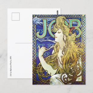 Elegant Smoke,Job by Alphonse Mucha Art nouveau Vykort