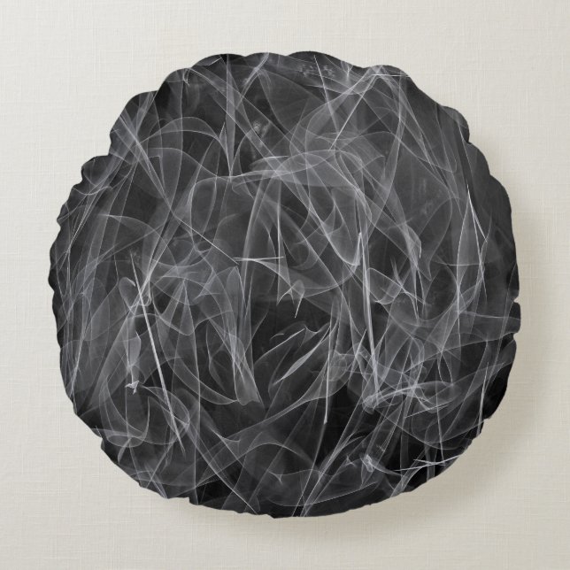 Elegant Smoke Swirls - Mystical Aesttics Rund Kudde (Framsidan)