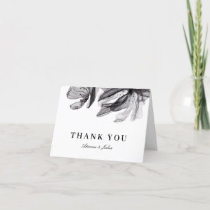 Elegant Smoky Flowers Black Bröllop Tack Kort