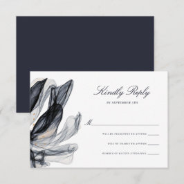Elegant Smoky Flowers Deep Navy Bröllop OSA Kort