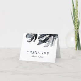 Elegant Smoky Flowers Navy Bröllop Tack Kort