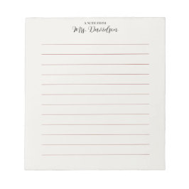 Elegant Smooth Lines Teacher Notepad Anteckningsblock
