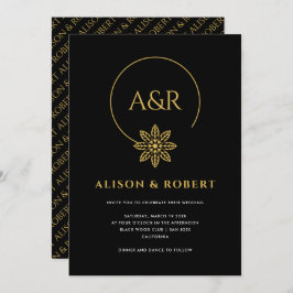 Elegant smycken inspirerade ram & initialer bröllo inbjudningar