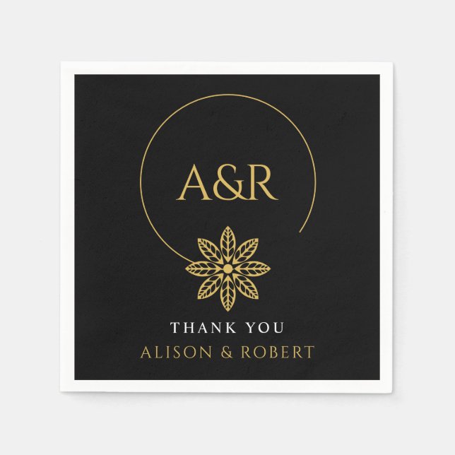 Elegant smycken inspirerade ram & initialer bröllo pappersservett (Framsidan)