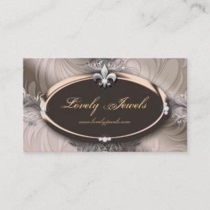 Elegant smyckenmodeFleur de lis Taupe beige Visitkort