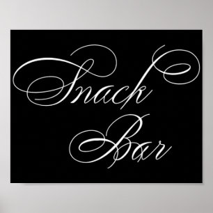 Elegant Snack Pub White-skript VÅGRÄT BORD Poster