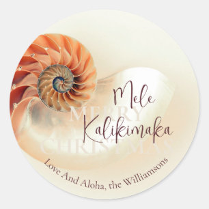 Elegant Snäcka Mele Kalikimaka HÄLSNING Runt Klistermärke