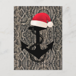 elegant SNAKE SKIN mönster - ANCHOR + SANTA HAT | Vykort