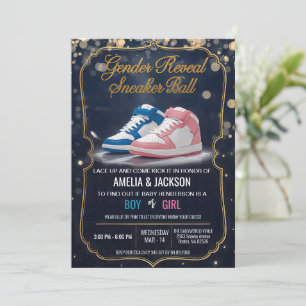 Elegant Sneaker Boll: A Gender Reveal Firande Inbjudningar
