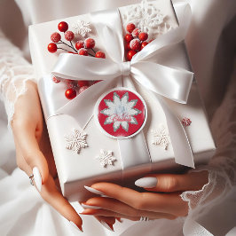 Elegant Snö flingar röd rund fästare Runt Klistermärke