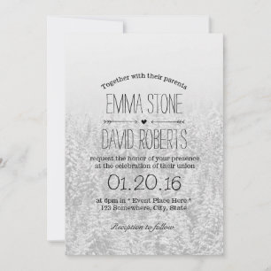 Elegant Snö Forest Winter Wedding Inbjudningar
