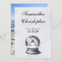 Elegant Snö Globe Förlovning Ring