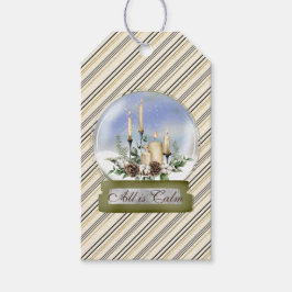 Elegant Snö Globe med Candles och Gräs Bough Presentetikett