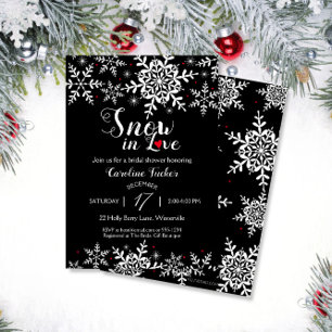 Elegant Snö i Kärlek Winter Black Möhippa Inbjudningar