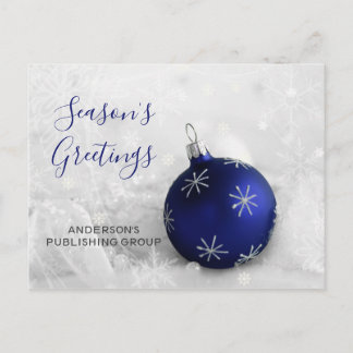 Elegant Snö Scene Navy Ornament Business helgdag Helg Vykort