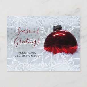 Elegant Snö Scene Red Ornament Business helgdag Helg Vykort