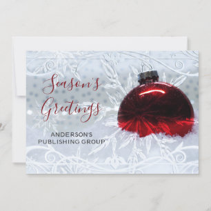 Elegant Snö Scene Red Ornament Company Julkort