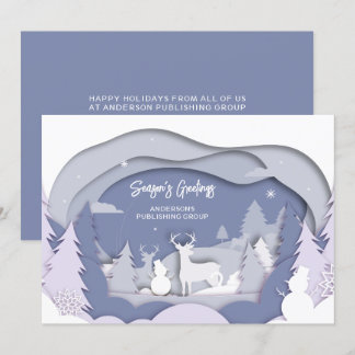Elegant Snö Scene Reindeer Company Helgdag Card Julkort