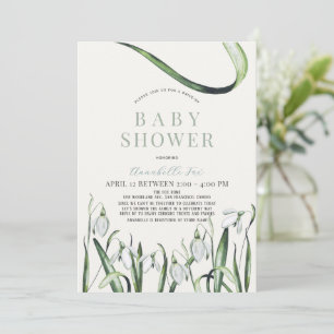 Elegant Snödroppar vattenfärg Enhet för babyskor Inbjudningar